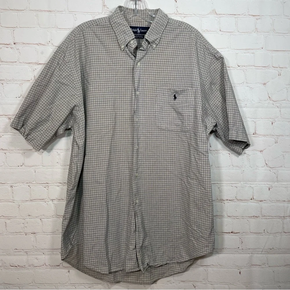 Polo Ralph Lauren Marlowe Mens Gingham Plaid Short Sleeve Shirt Size Large